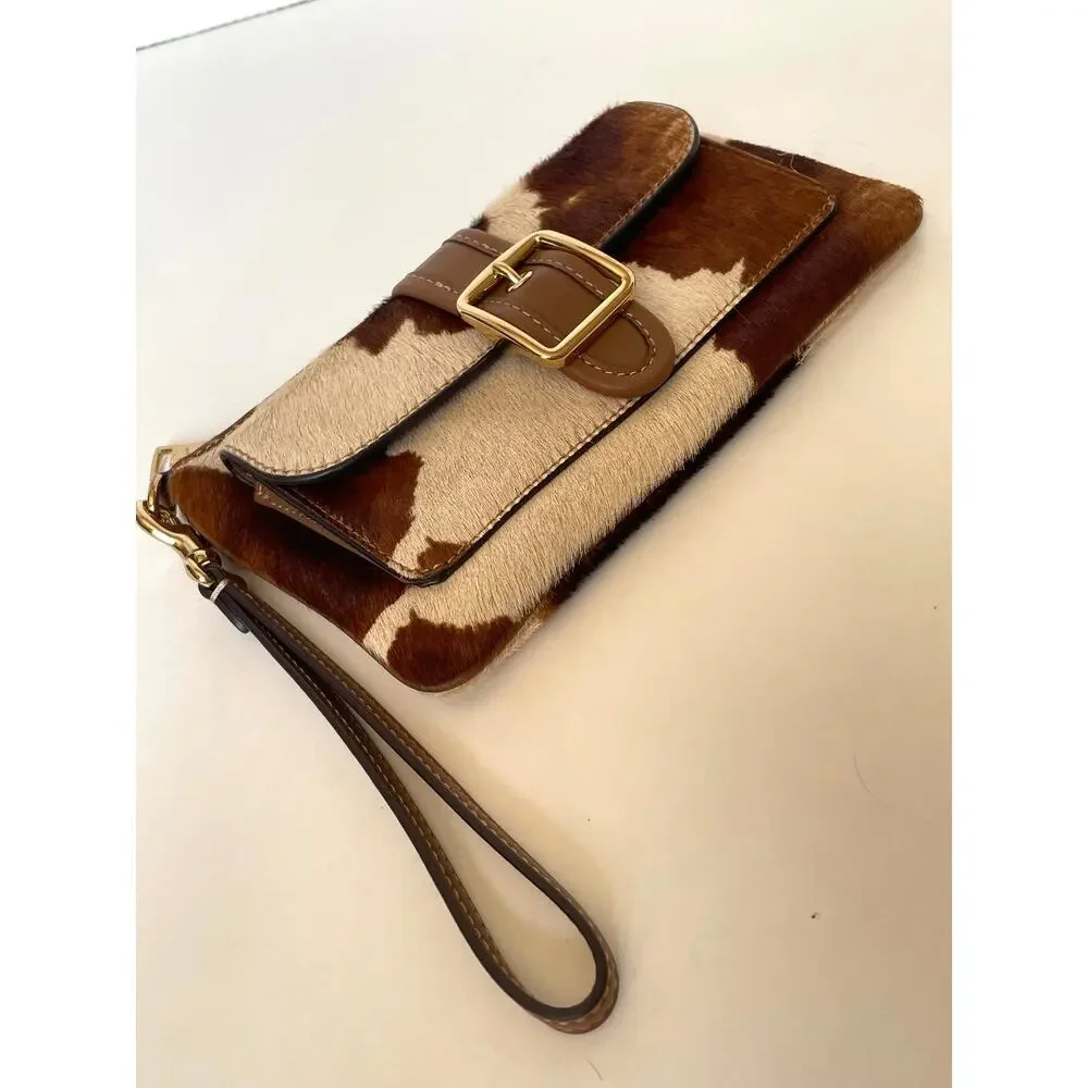Coach Ashton Wristlet Haircalf Cow Print Leather Clutch CDY07  C